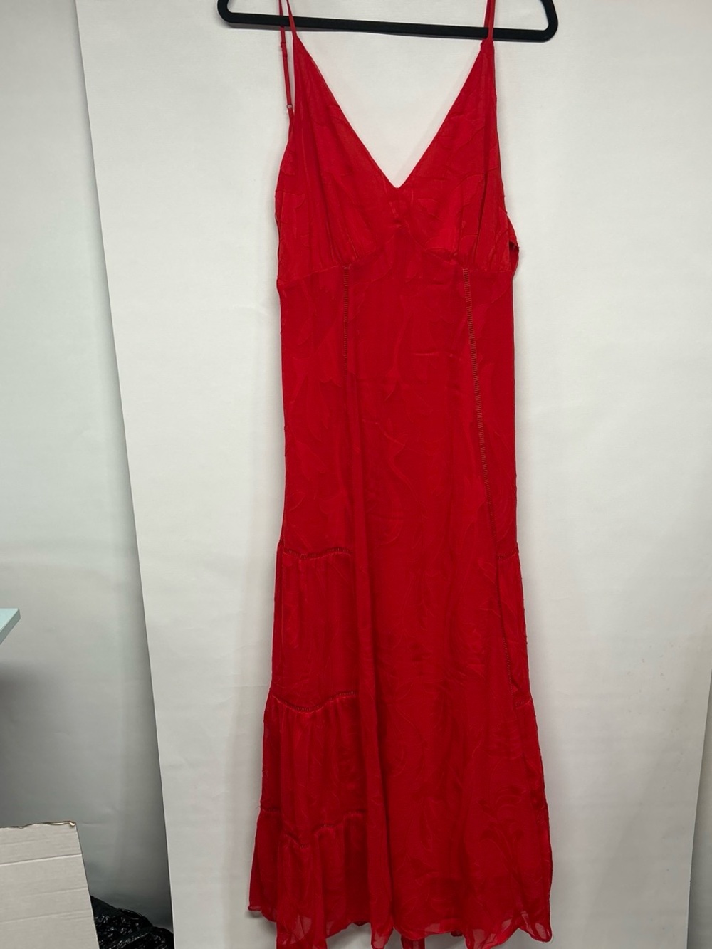 White House Black Market Red V-Neck Maxi Slip Dress